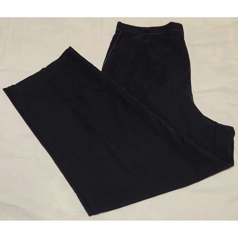 Alfred Dunner Women's Black Wide Leg Pants Size 18W Elastic Waist Comfort Casual